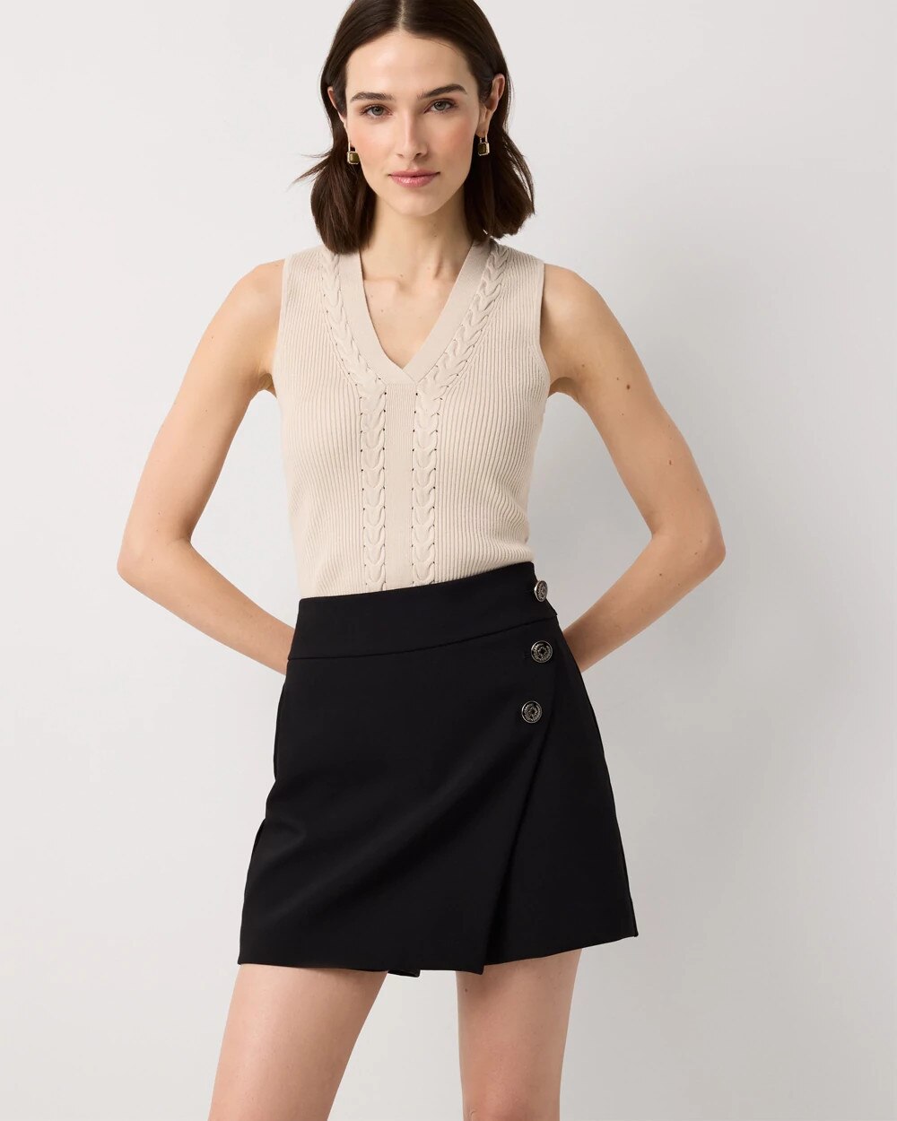 White Button Front Skort main image 0